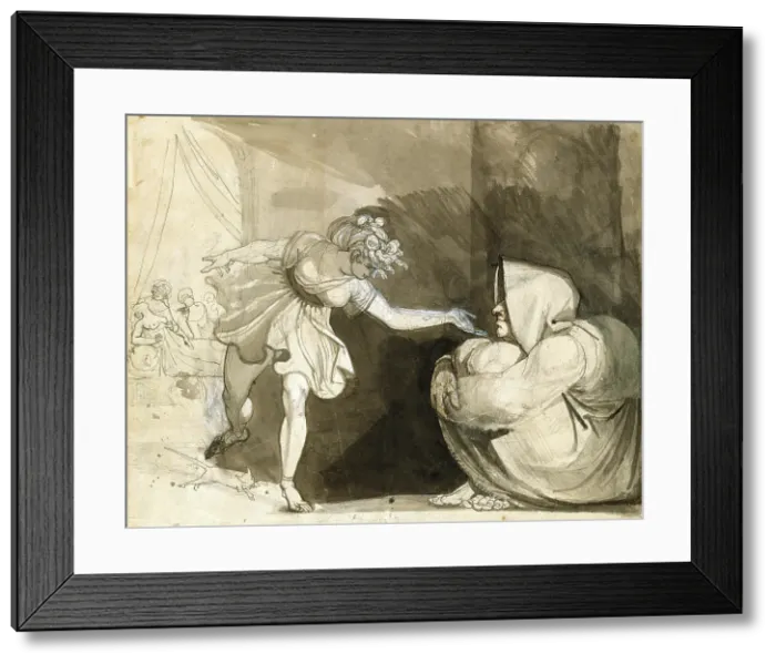 Framed Print : Galanthis Outwits Eileithyia by Announcing the Birth of Heracles / Portrait of Mrs... 1791. Creator: Henry Fuseli Framed Print : Galanthis Outwits Eileithyia by Announcing the Birth of Heracles / Portrait of Mrs... 1791. Creator: Henry Fuseli