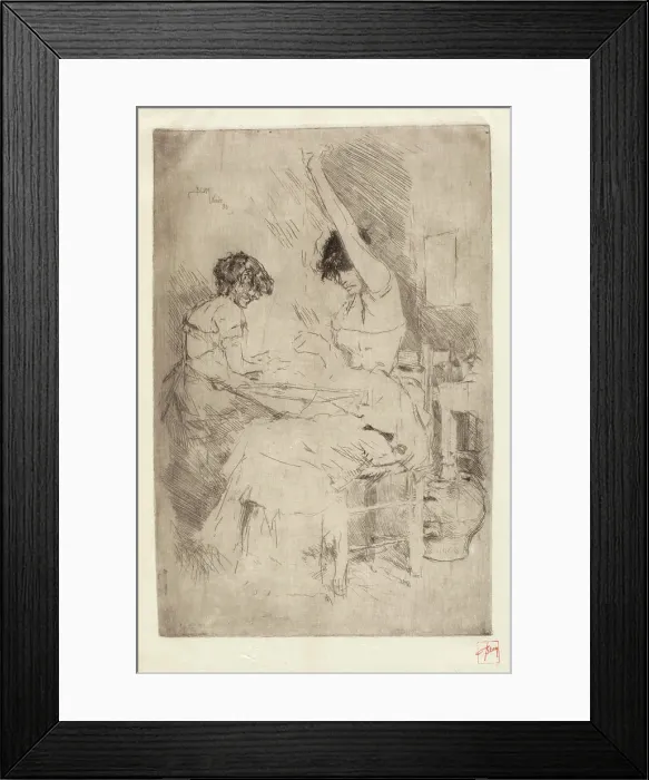 Framed Print : Bead Stringers, Venice, 1886. Creator: Robert Frederick Blum