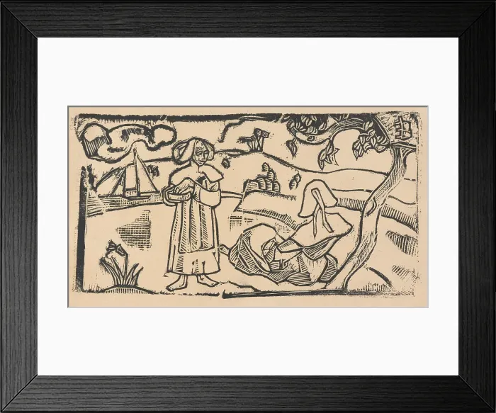 Framed Print : Deux Bretonnes (Two Breton Women), about 1891. Creator: Emile Bernard Framed Print : Deux Bretonnes (Two Breton Women), about 1891. Creator: Emile Bernard