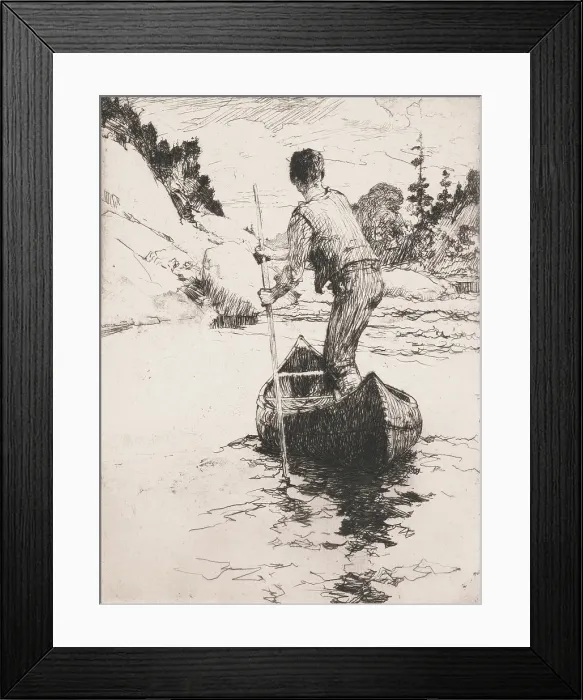 Framed Print : Canoeman, 1919. Creator: Frank Weston Benson Framed Print : Canoeman, 1919. Creator: Frank Weston Benson