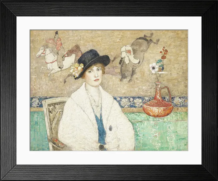 Framed Print : The Black Hat (Miss Dorothy Hart), 1916. Creator: Henry Golden Dearth Framed Print : The Black Hat (Miss Dorothy Hart), 1916. Creator: Henry Golden Dearth