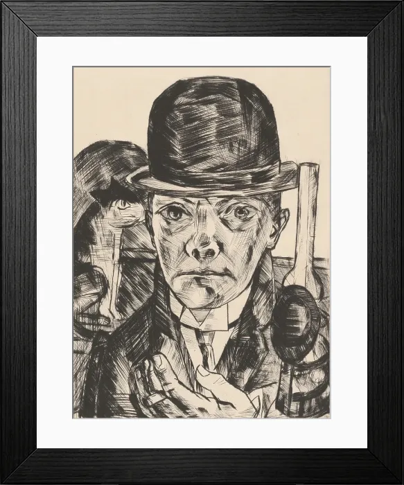 Framed Print : Self-Portrait in Bowler Hat (Selbstbildnis mit steifem Hut), 1921. Creator: Max Beckmann Framed Print : Self-Portrait in Bowler Hat (Selbstbildnis mit steifem Hut), 1921. Creator: Max Beckmann