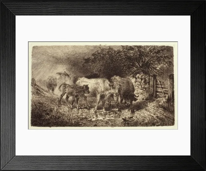 Framed Print : Showery Weather, c1860-1900. Creator: Peter Moran Framed Print : Showery Weather, c1860-1900. Creator: Peter Moran
