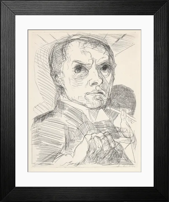 Framed Print : Self-Portrait with Stylus (Selbstbildnis mit Griffel), about 1916. Creator: Max Beckmann Framed Print : Self-Portrait with Stylus (Selbstbildnis mit Griffel), about 1916. Creator: Max Beckmann
