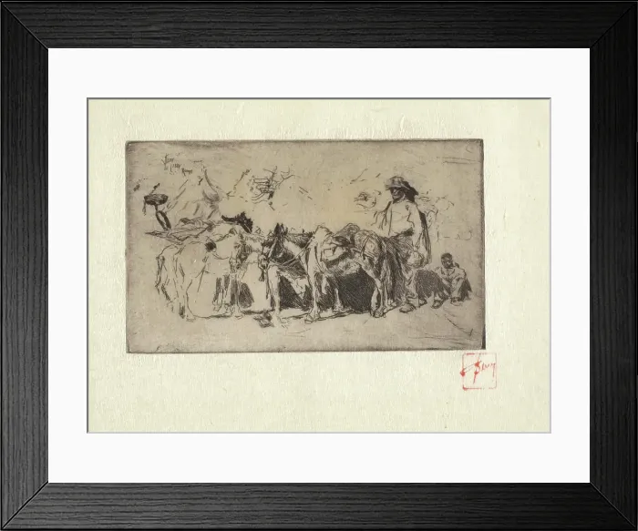 Framed Print : Men and Donkeys, Rome, 1880. Creator: Robert Frederick Blum Framed Print : Men and Donkeys, Rome, 1880. Creator: Robert Frederick Blum