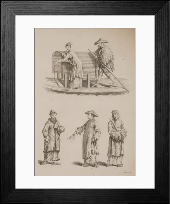 Framed Print : Plate XXI, Designs of Buildings, Furniture, Clothes, Machinery, and Implements of the Chinese, 1757. Creator: William Chambers Framed Print : Plate XXI, Designs of Buildings, Furniture, Clothes, Machinery, and Implements of the Chinese, 1757. Creator: William Chambers