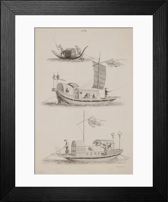 Framed Print : Plate XVII, Designs of Buildings, Furniture, Clothes, Machinery, and Implements of the Chinese, 1757 Creator: William Chambers Framed Print : Plate XVII, Designs of Buildings, Furniture, Clothes, Machinery, and Implements of the Chinese, 1757 Creator: William Chambers