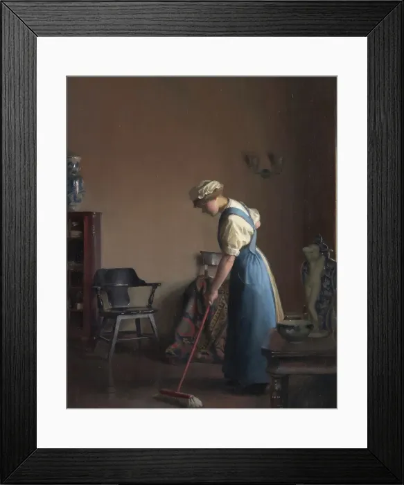Framed Print : Girl Sweeping, about 1912. Creator: William McGregor Paxton Framed Print : Girl Sweeping, about 1912. Creator: William McGregor Paxton