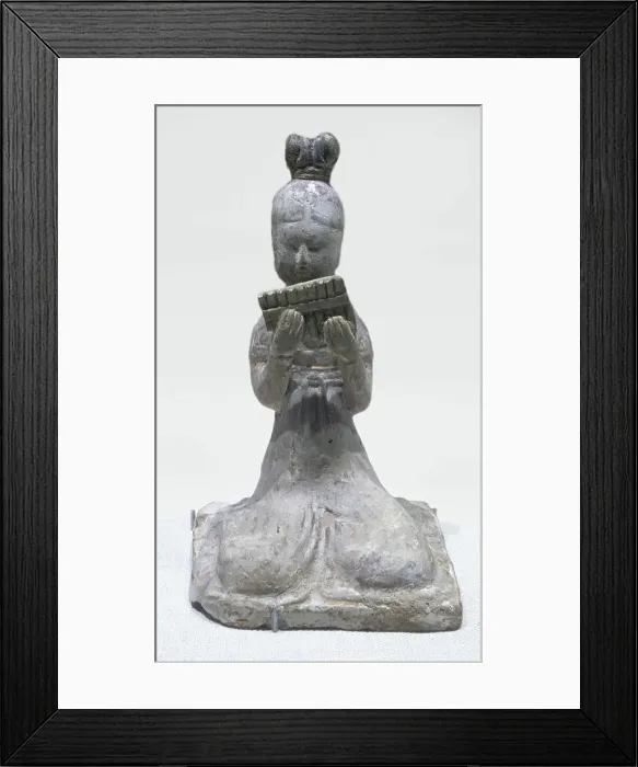 Framed Print : Seated pan-pipe player, about 650. Creator: Unknown Framed Print : Seated pan-pipe player, about 650. Creator: Unknown