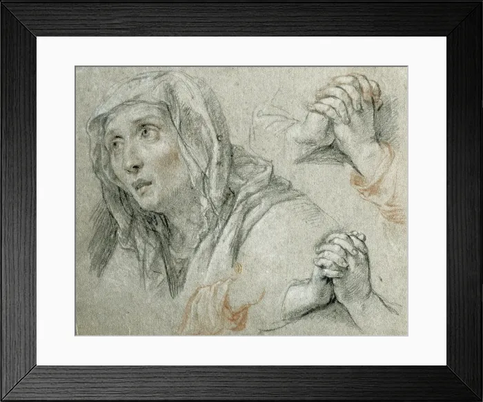 Framed Print : Studies for the Figure of the Virgin, about 1700. Creator: Antoine Coypel Framed Print : Studies for the Figure of the Virgin, about 1700. Creator: Antoine Coypel