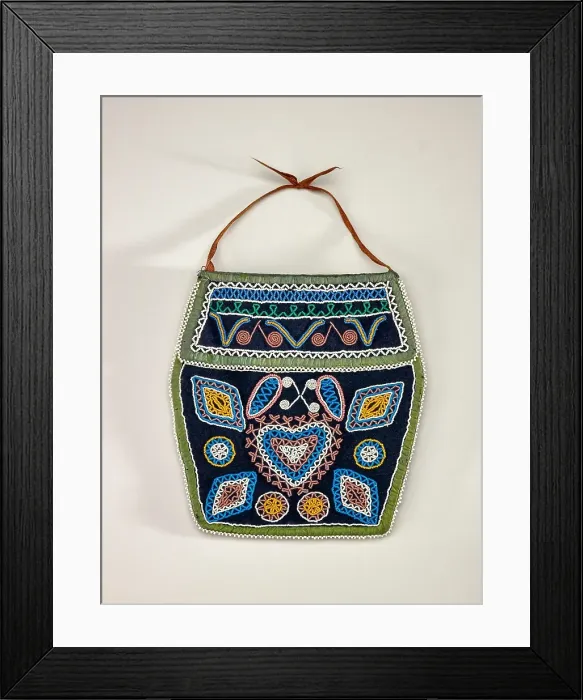 Framed Print : Hexagonal Beaded Pouch With Heart Design, 1870-1910. Creator: Unknown Framed Print : Hexagonal Beaded Pouch With Heart Design, 1870-1910. Creator: Unknown