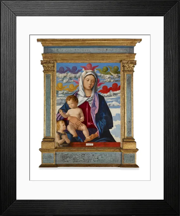 Framed Print : Madonna and Child with St John the Baptist, about 1490-1500. Creator: Giovanni Bellini Framed Print : Madonna and Child with St John the Baptist, about 1490-1500. Creator: Giovanni Bellini