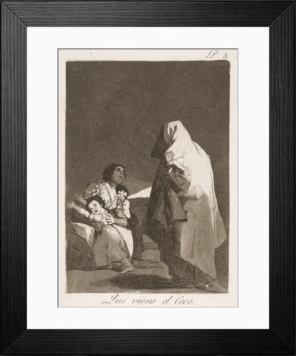 Framed Print : Que viene el coco (The Bogey-man is coming), 1799. Creator: Francisco Goya Framed Print : Que viene el coco (The Bogey-man is coming), 1799. Creator: Francisco Goya