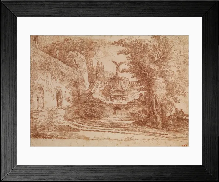 Framed Print : Untitled (Italian Garden Scene), 1768. Creator: Hubert Robert Framed Print : Untitled (Italian Garden Scene), 1768. Creator: Hubert Robert