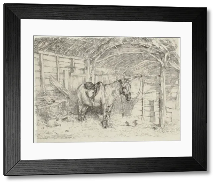 Framed Print : Stable Scene, 19th century. Creator: John Frederick Lewis Framed Print : Stable Scene, 19th century. Creator: John Frederick Lewis