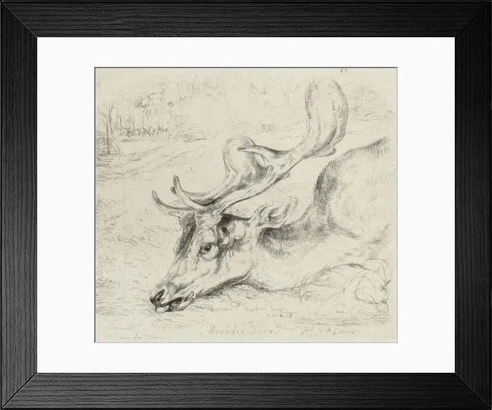 Framed Print : Wounded Deer, 1824. Creator: John Frederick Lewis Framed Print : Wounded Deer, 1824. Creator: John Frederick Lewis