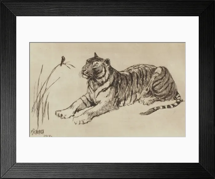 Framed Print : Tiger and Bird, 1892. Creator: Frederick Stuart Church