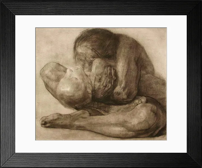 Framed Print : Woman and Dead Child (Frau mit Totem Kind), 1903, printed 1918. Creator: Kathe Kollwitz Framed Print : Woman and Dead Child (Frau mit Totem Kind), 1903, printed 1918. Creator: Kathe Kollwitz
