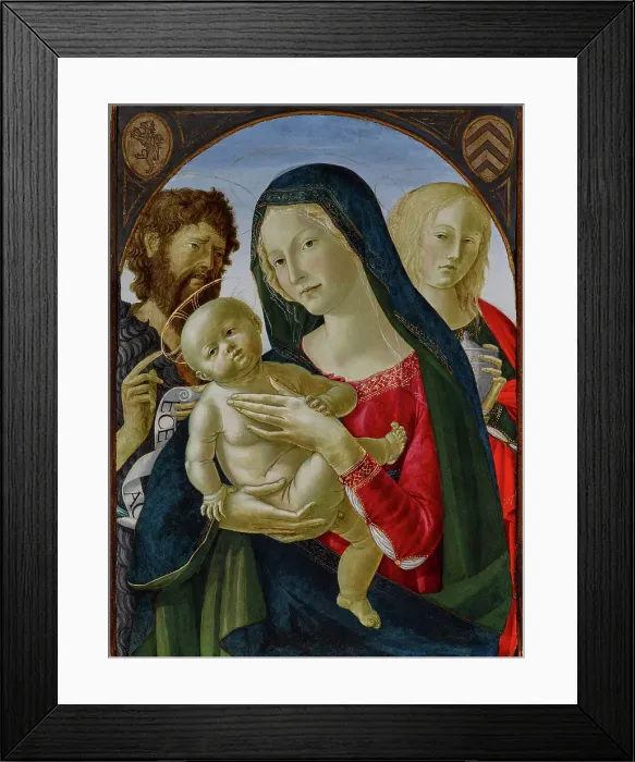 Framed Print : Madonna and Child with St John the Baptist and St Mary Magdalene, mid-1490s. Creator: Neroccio de Landi Framed Print : Madonna and Child with St John the Baptist and St Mary Magdalene, mid-1490s. Creator: Neroccio de Landi