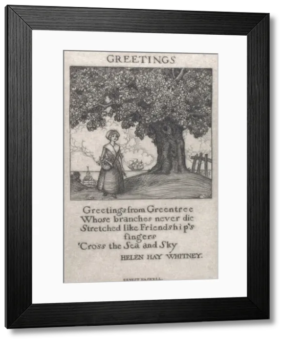 Framed Print : Greeting Card - Helen Hay Whitney, c1900-1925. Creator: Ernest Haskell Framed Print : Greeting Card - Helen Hay Whitney, c1900-1925. Creator: Ernest Haskell