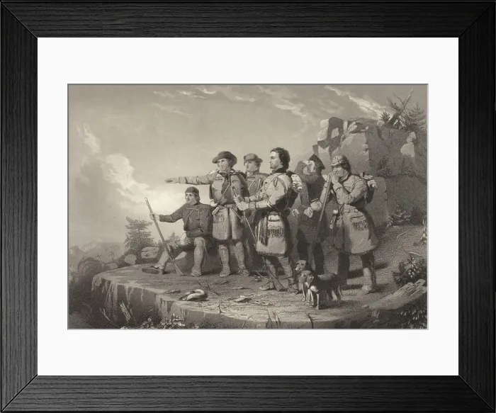 Framed Print : Daniel Boone's First View of Kentucky, 1850. Creator: Alfred Jones. Daniel Boone's First View of Kentucky, 1850. Creator: Alfred Jones Framed Print : Daniel Boone's First View of Kentucky, 1850. Creator: Alfred Jones. Daniel Boone's First View of Kentucky, 1850. Creator: Alfred Jones