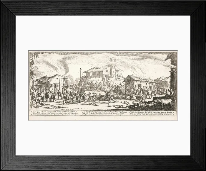 Framed Print : Pillage et incendie d'un village (Looting and Burning a Village), 1633. Creator: Jacques Callot. Pillage et incendie d'un village (Looting and Burning a Village), 1633. Creator: Jacques Callot Framed Print : Pillage et incendie d'un village (Looting and Burning a Village), 1633. Creator: Jacques Callot. Pillage et incendie d'un village (Looting and Burning a Village), 1633. Creator: Jacques Callot