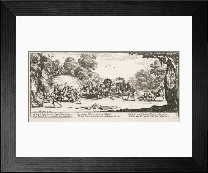Framed Print : L'Attaque de la diligence (Attacking a Diligence), 1633. Creator: Jacques Callot. L'Attaque de la diligence (Attacking a Diligence), 1633. Creator: Jacques Callot Framed Print : L'Attaque de la diligence (Attacking a Diligence), 1633. Creator: Jacques Callot. L'Attaque de la diligence (Attacking a Diligence), 1633. Creator: Jacques Callot