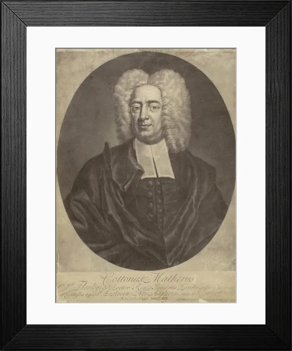 Framed Print : Cotton Mather, 1727. Creator: Peter Pelham Framed Print : Cotton Mather, 1727. Creator: Peter Pelham