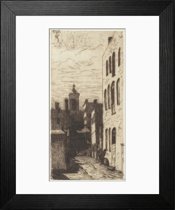 Framed Print : Street Scene, 1883. Creator: Thomas Entriken Hibben Framed Print : Street Scene, 1883. Creator: Thomas Entriken Hibben