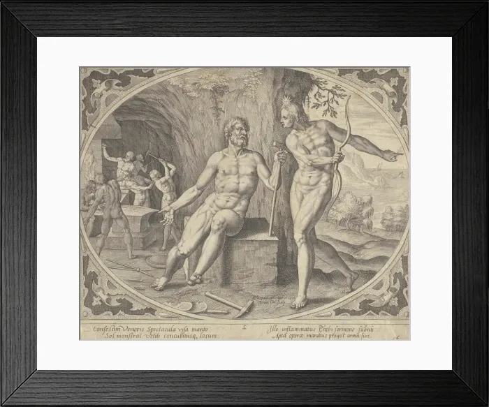 Framed Print : The Forge of Vulcan, about 1600. Creator: Hans Collaert the Younger Framed Print : The Forge of Vulcan, about 1600. Creator: Hans Collaert the Younger