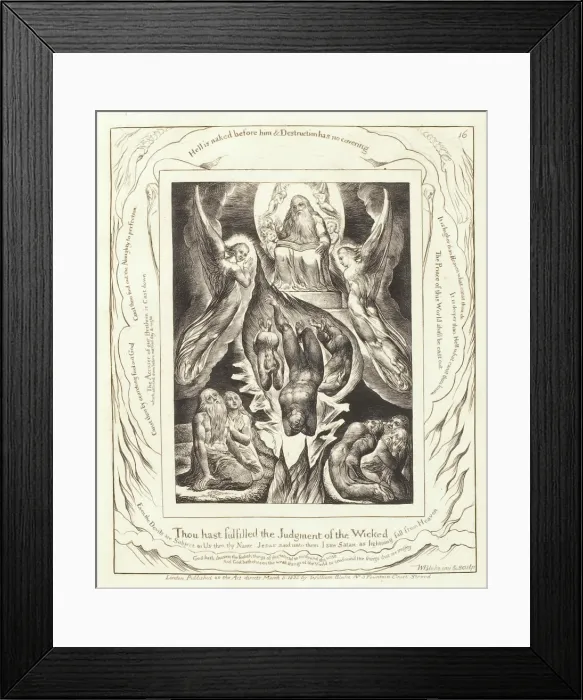 Framed Print : Hell is Naked Before Him and Destruction has no Covering, 1825. Creator: William Blake