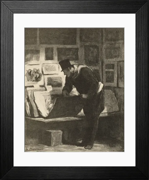 Framed Print : The Print Collector, 19th century. Creator: Alfred Prunaire Framed Print : The Print Collector, 19th century. Creator: Alfred Prunaire