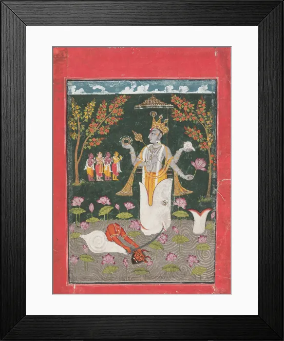 Framed Print : Matsya Avatar of Vishnu: The Slaying of Sankh asura, 1730-1740. Creator: Unknown Framed Print : Matsya Avatar of Vishnu: The Slaying of Sankh asura, 1730-1740. Creator: Unknown