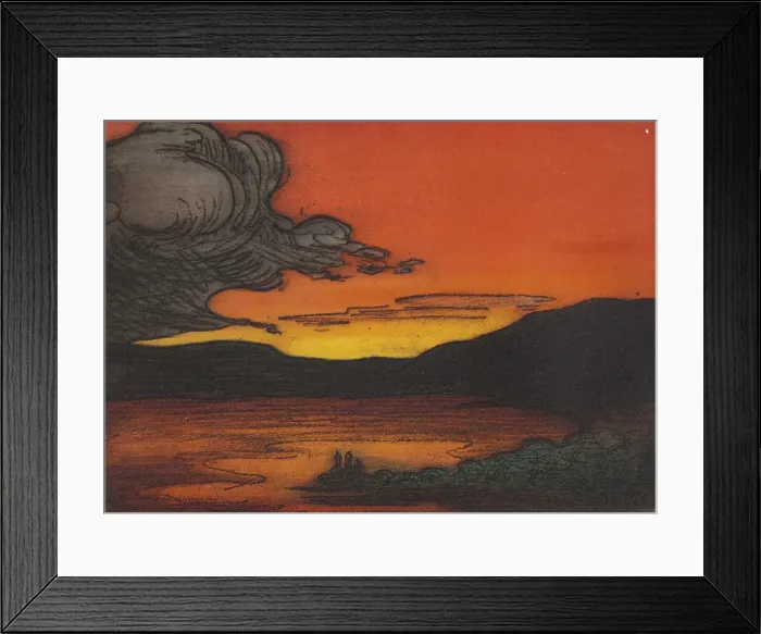 Framed Print : Sunset on the Lake, 1907. Creator: Lendall Pitts Framed Print : Sunset on the Lake, 1907. Creator: Lendall Pitts