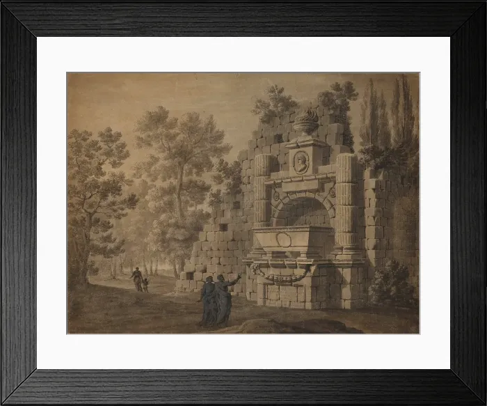 Framed Print : Capriccio with Ancient Figures amidst Ruined Classical Monument, about 1755. Creator: Robert Adam Framed Print : Capriccio with Ancient Figures amidst Ruined Classical Monument, about 1755. Creator: Robert Adam