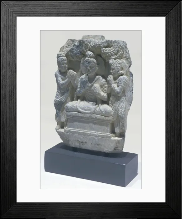 Framed Print : Buddha with Indra and Brahma, 50-100 CE. Creator: Unknown