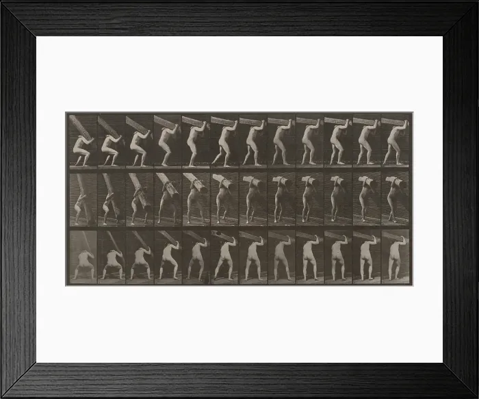 Framed Print : Man Lifting Beam: Plate 383, 1887. Creator: Eadweard J Muybridge Framed Print : Man Lifting Beam: Plate 383, 1887. Creator: Eadweard J Muybridge