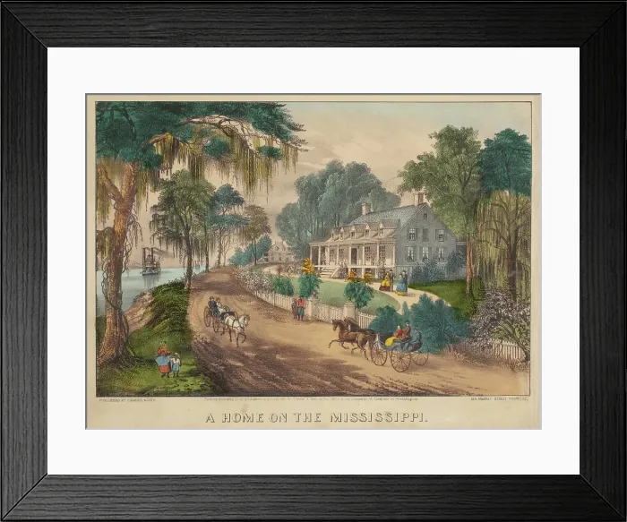 Framed Print : A Home on the Mississippi, 1871. Creators: Nathaniel Currier, James Merritt Ives