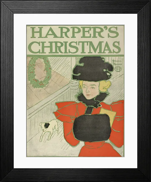 Framed Print : Harper's Christmas, 1896. Creator: Edward Penfield. Harper's Christmas, 1896. Creator: Edward Penfield