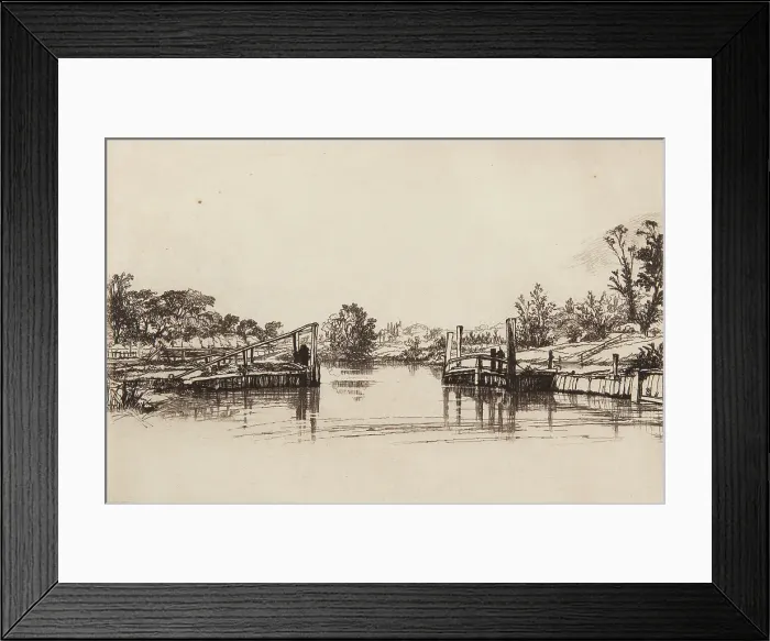 Framed Print : Egham Lock. Creator: Francis Seymour Haden Framed Print : Egham Lock. Creator: Francis Seymour Haden