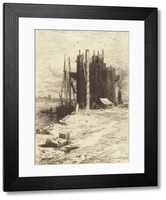 Framed Print : Coal Pockets at New Bedford, 1879. Creator: Robert Swain Gifford Framed Print : Coal Pockets at New Bedford, 1879. Creator: Robert Swain Gifford