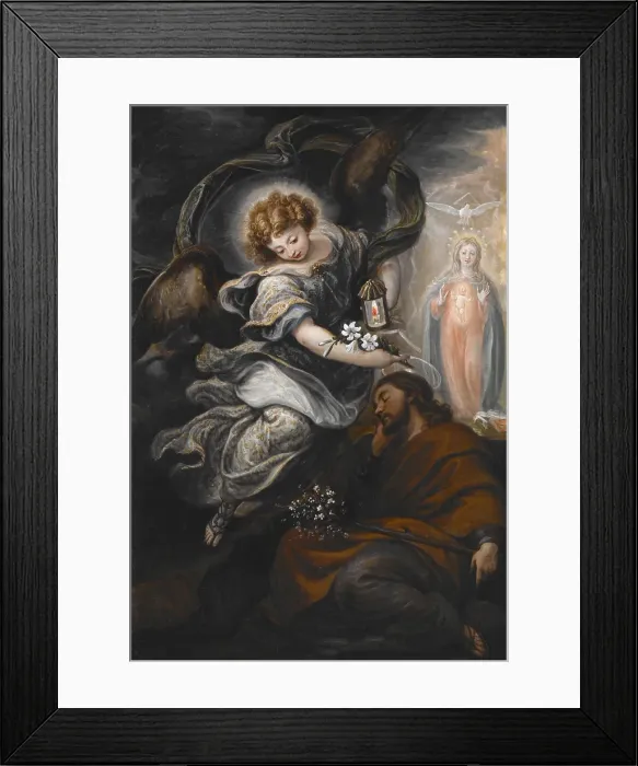 Framed Print : The Dream of St Joseph, about 1665. Creator: Francisco Rizi