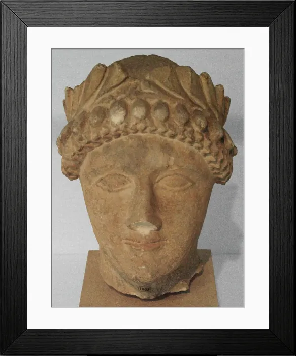 Framed Print : Head of Male Votary with Wreath, about 500-480 BC. Creator: Unknown Framed Print : Head of Male Votary with Wreath, about 500-480 BC. Creator: Unknown
