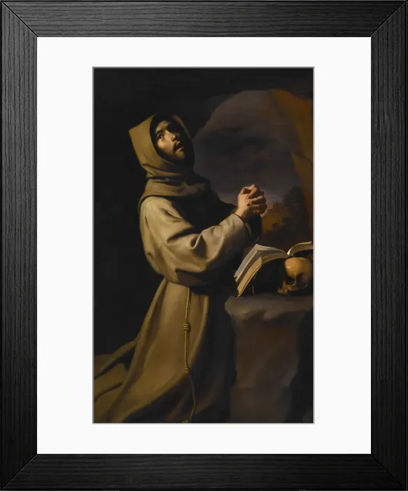 Framed Print : St Francis in Meditation, about 1650-55. Creator: Francisco de Zurbaran Framed Print : St Francis in Meditation, about 1650-55. Creator: Francisco de Zurbaran