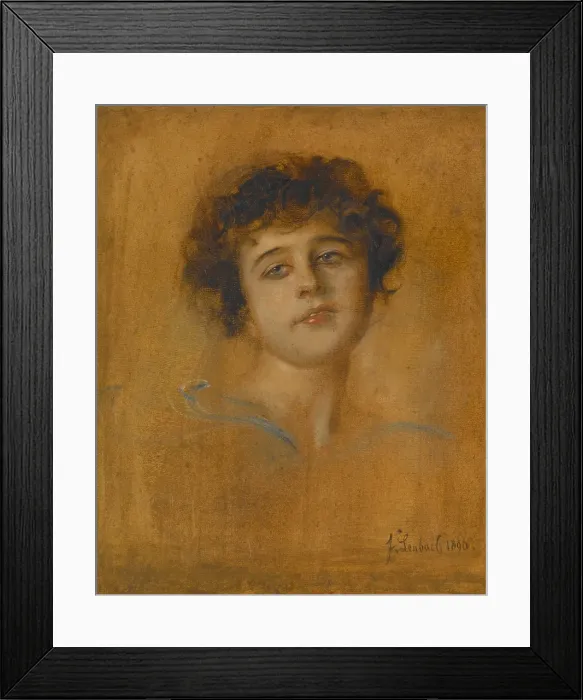 Framed Print : Portrait of a Young Woman, 1876. Creator: Franz von Lenbach Framed Print : Portrait of a Young Woman, 1876. Creator: Franz von Lenbach