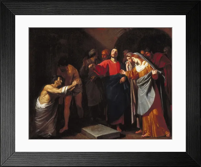 Framed Print : The Raising of Lazarus, about 1640. Creator: Andrea Vaccaro