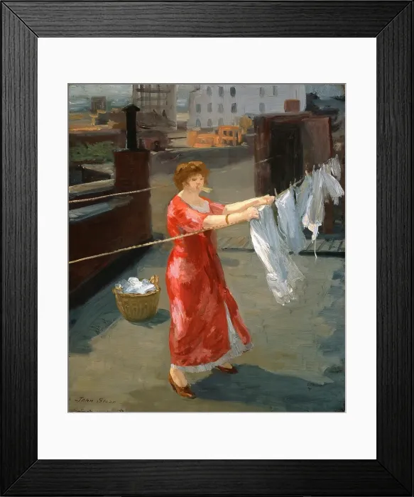 Framed Print : Red Kimono on the Roof, 1912. Creator: John Sloan Framed Print : Red Kimono on the Roof, 1912. Creator: John Sloan