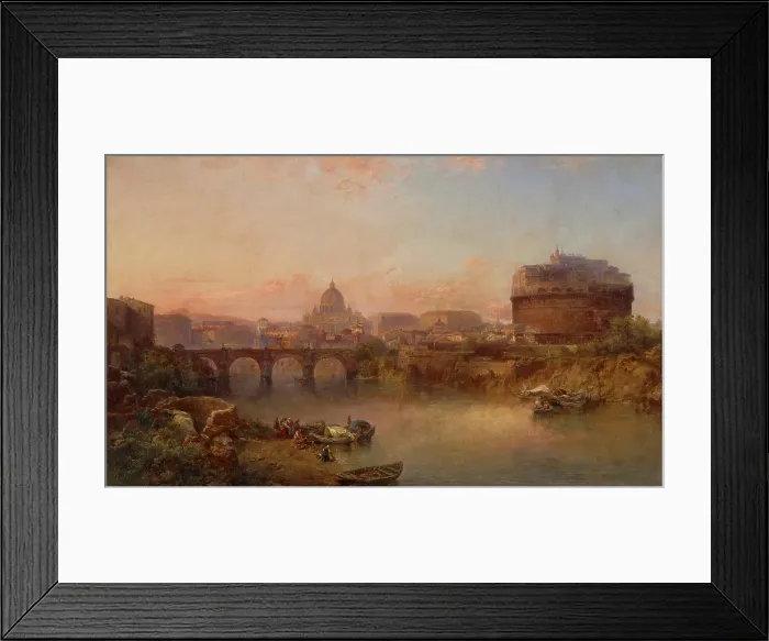 Framed Print : Sunset on the Tiber, Rome, about 1880. Creator: George Loring Brown Framed Print : Sunset on the Tiber, Rome, about 1880. Creator: George Loring Brown
