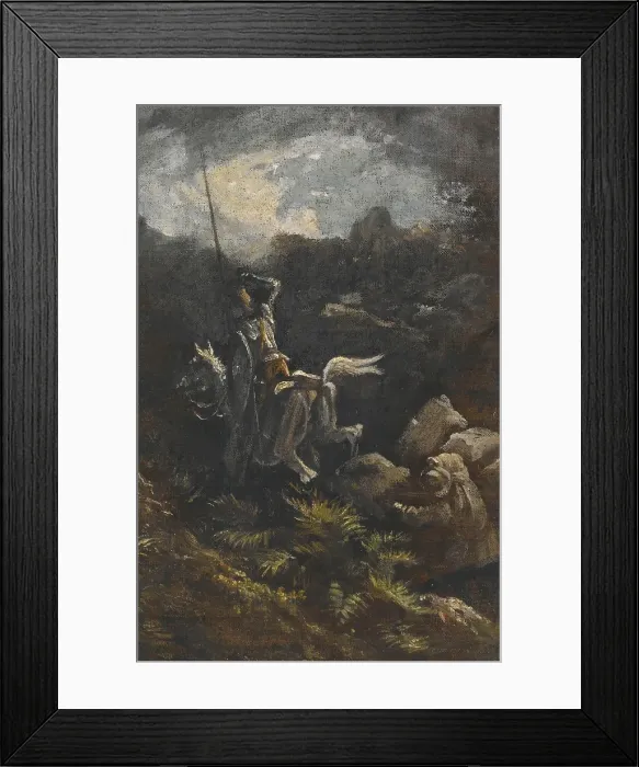 Framed Print : He spied upon the top of a stony crag just before him a man that skipped from rock to rock with wo Creator: Gustave Dore Framed Print : He spied upon the top of a stony crag just before him a man that skipped from rock to rock with wo Creator: Gustave Dore