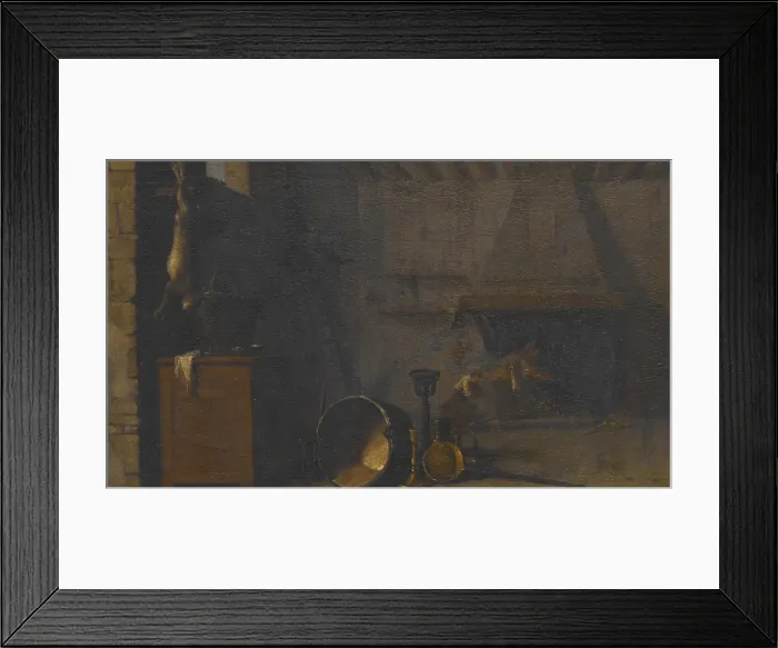 Framed Print : Kitchen with Hare, date unknown. Creator: Sebastien Bourdon Framed Print : Kitchen with Hare, date unknown. Creator: Sebastien Bourdon